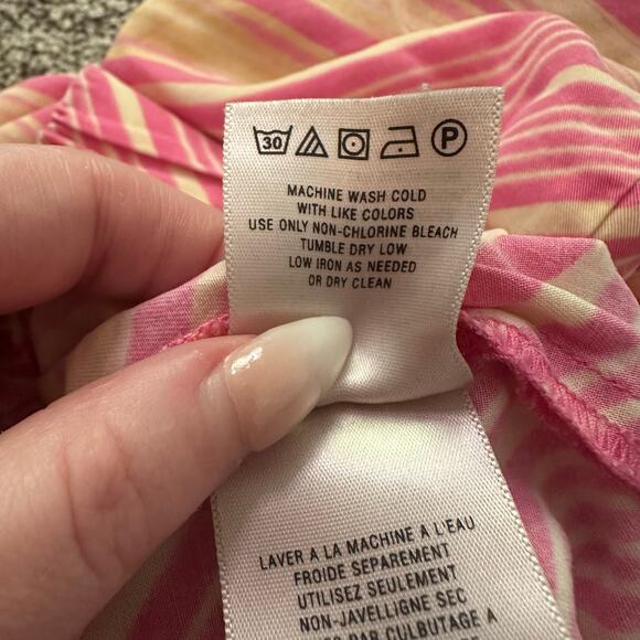 Elevenses Anthropologie pink & cream striped wide-leg pants size M - Picture 8 of 13